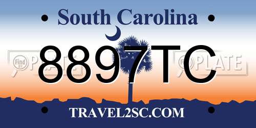 8897TC South Carolina License Plate