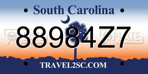 88984Z7 South Carolina License Plate