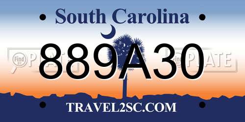 889A30 South Carolina License Plate