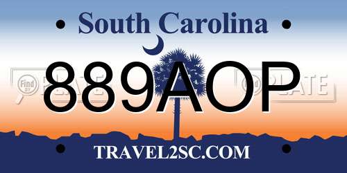 889AOP South Carolina License Plate
