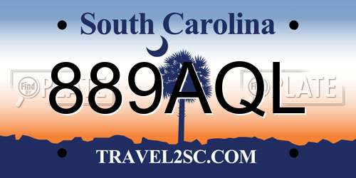 889AQL South Carolina License Plate