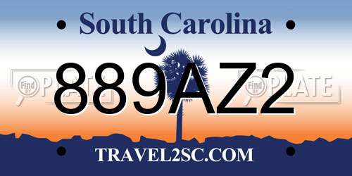 889AZ2 South Carolina License Plate
