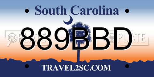 889BBD South Carolina License Plate