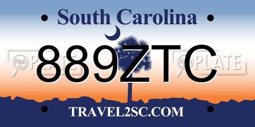 889ZTC South Carolina License Plate