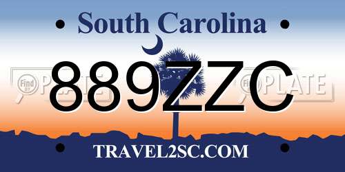 889ZZC South Carolina License Plate