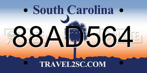88AD564 South Carolina License Plate