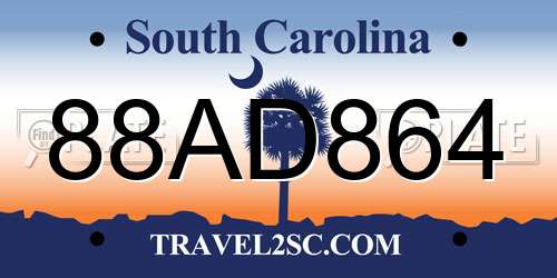 88AD864 South Carolina License Plate