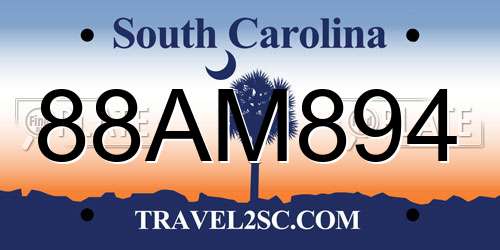 88AM894 South Carolina License Plate