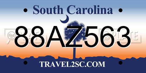 88AZ563 South Carolina License Plate