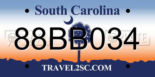 88BB034 South Carolina License Plate