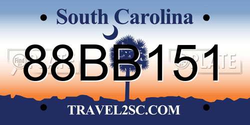 88BB151 South Carolina License Plate