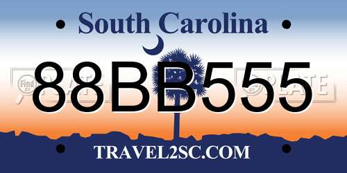 88BB555 South Carolina License Plate