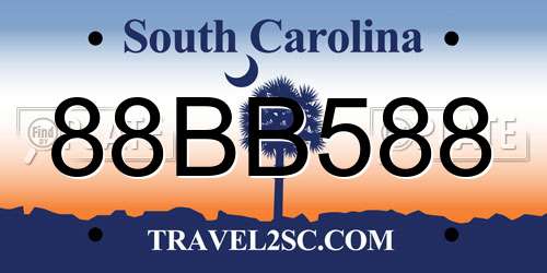 88BB588 South Carolina License Plate