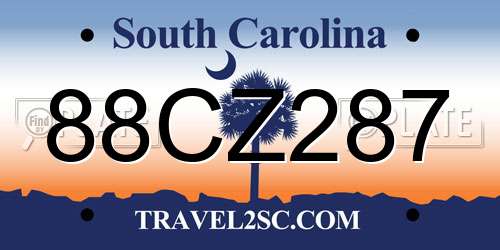 88CZ287 South Carolina License Plate