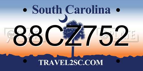 88CZ752 South Carolina License Plate