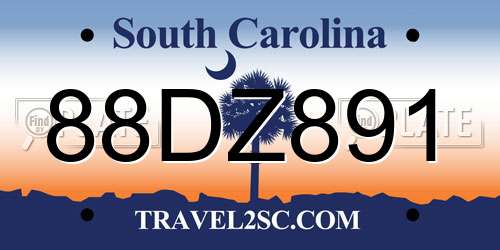 88DZ891 South Carolina License Plate