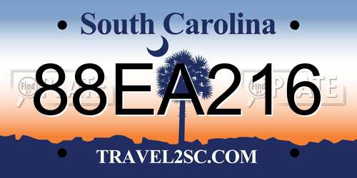88EA216 South Carolina License Plate