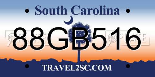 88GB516 South Carolina License Plate