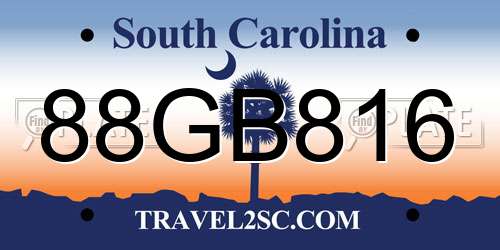 88GB816 South Carolina License Plate
