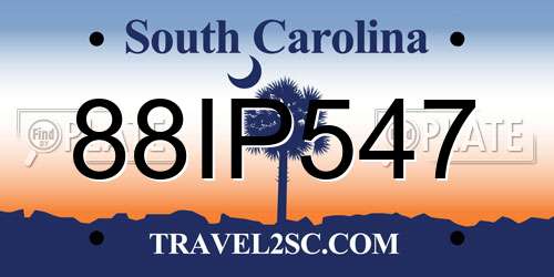 88IP547 South Carolina License Plate
