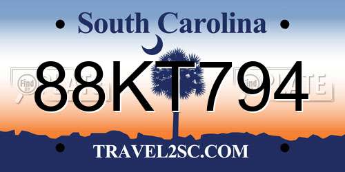 88KT794 South Carolina License Plate