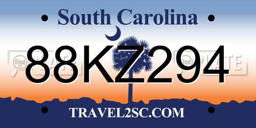 88KZ294 South Carolina License Plate