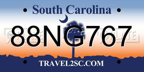 88NG767 South Carolina License Plate