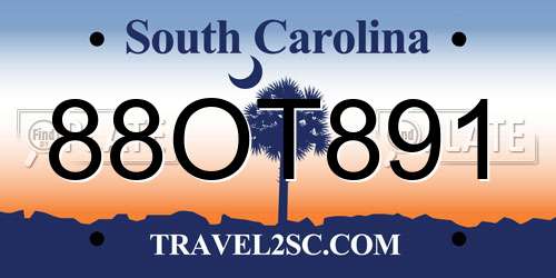 88OT891 South Carolina License Plate