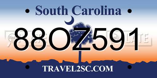 88OZ591 South Carolina License Plate