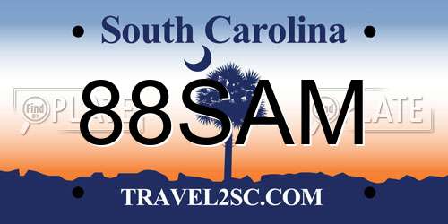 88SAM South Carolina License Plate