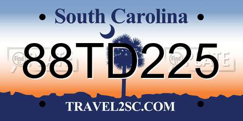 88TD225 South Carolina License Plate