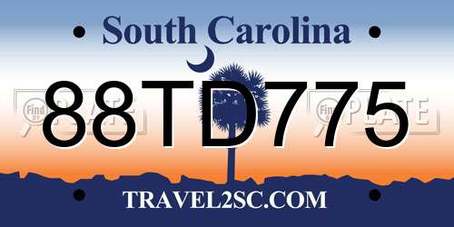 88TD775 South Carolina License Plate