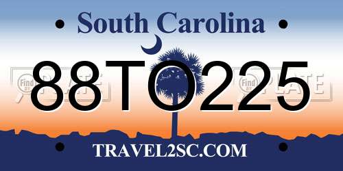 88TO225 South Carolina License Plate