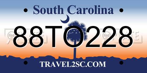 88TO228 South Carolina License Plate