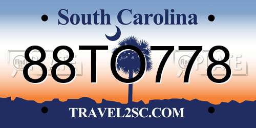 88TO778 South Carolina License Plate