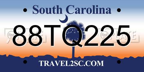 88TQ225 South Carolina License Plate