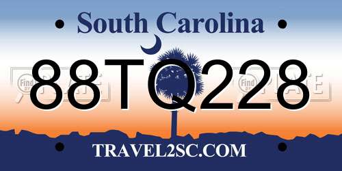 88TQ228 South Carolina License Plate