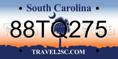 88TQ275 South Carolina License Plate