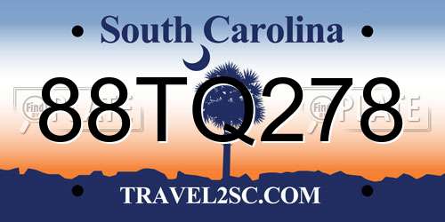 88TQ278 South Carolina License Plate