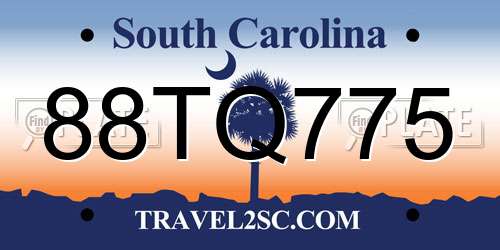 88TQ775 South Carolina License Plate