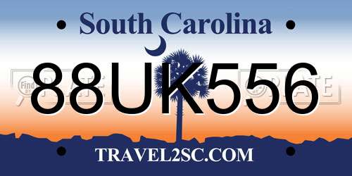 88UK556 South Carolina License Plate