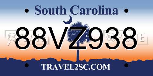 88VZ938 South Carolina License Plate