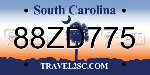 88ZD775 South Carolina License Plate
