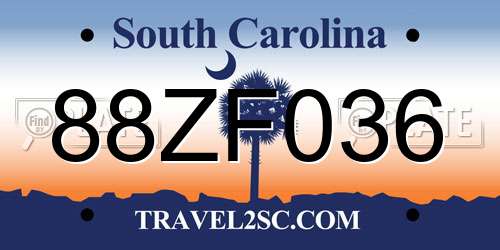 88ZF036 South Carolina License Plate