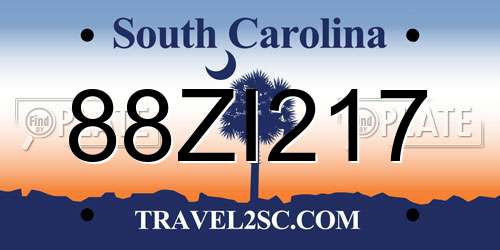 88ZI217 South Carolina License Plate