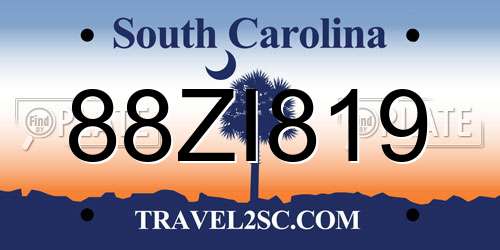 88ZI819 South Carolina License Plate