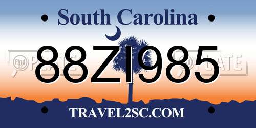 88ZI985 South Carolina License Plate