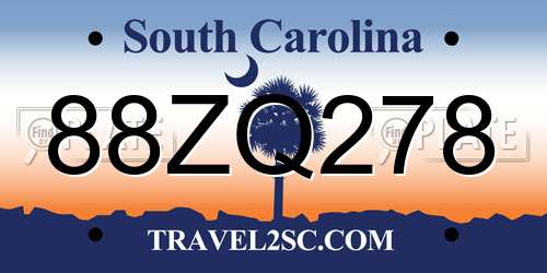 88ZQ278 South Carolina License Plate