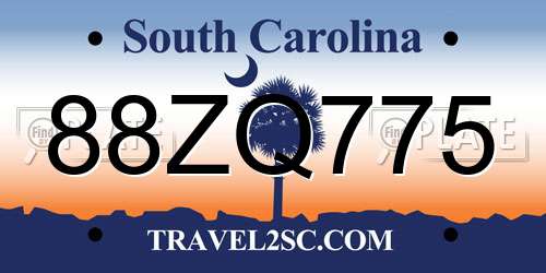 88ZQ775 South Carolina License Plate
