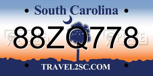 88ZQ778 South Carolina License Plate